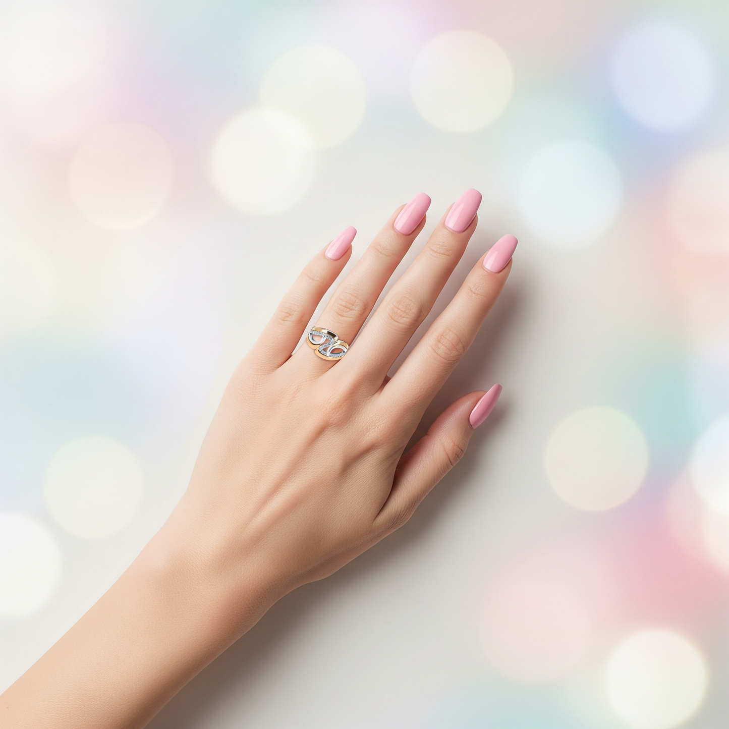 Jessica interlocking engagement ring set with diamond pavé 18Kt gold