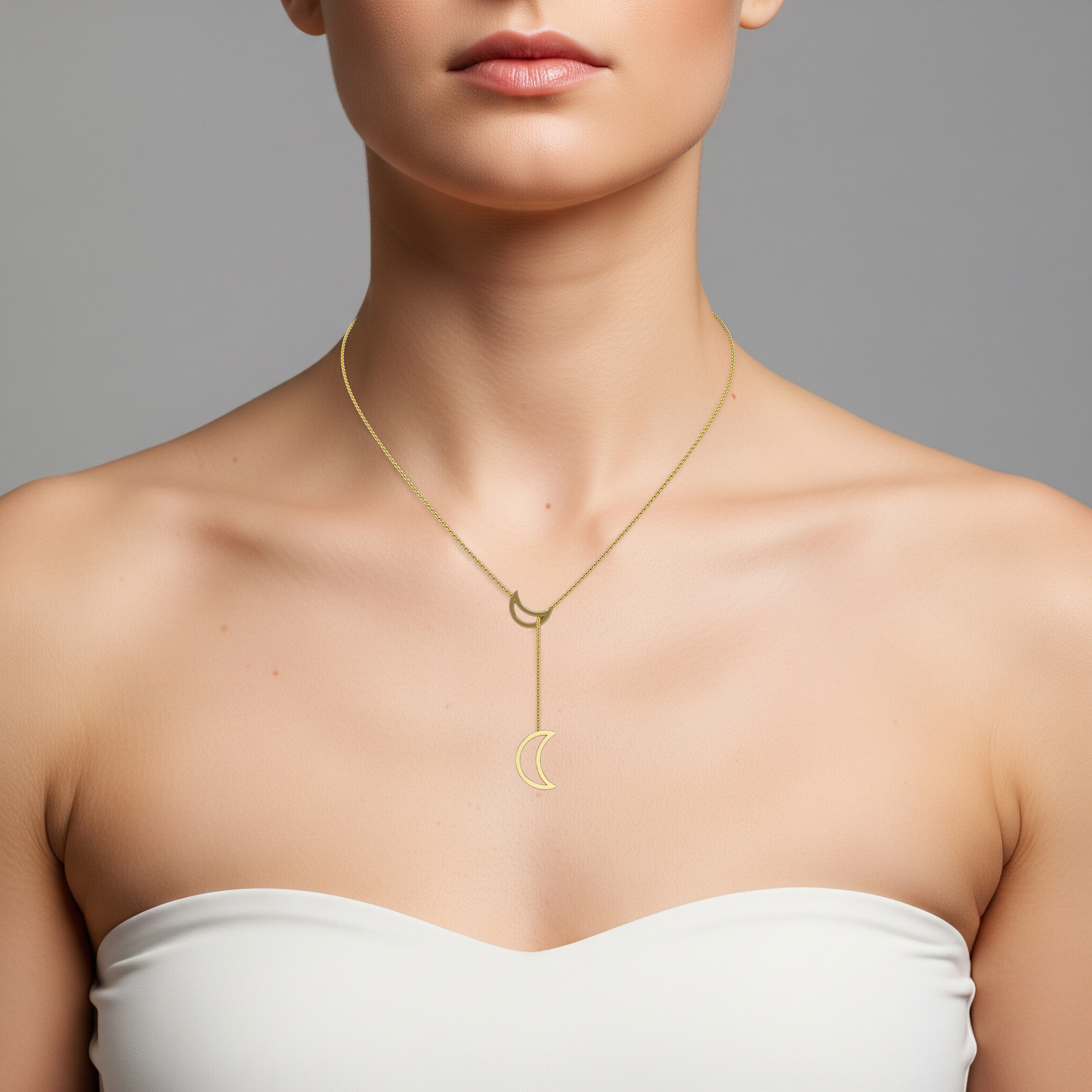 Crescent Moon Lariat Necklace