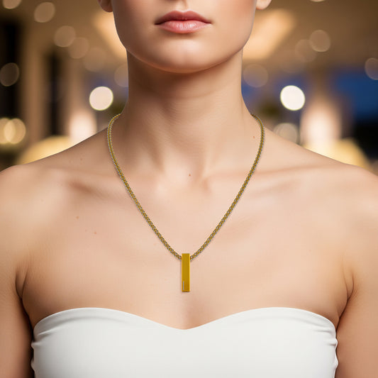 Pure Monolith Pendant 24 Inch Chain 24kt gold and platinum