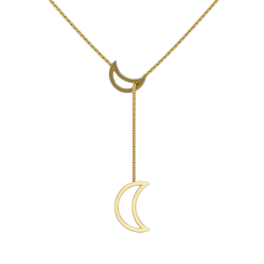 Crescent Moon Lariat Necklace