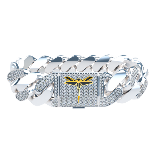 20mm Cuban Link Alternate Pavé Platinum - ™ Joaillerie VCL