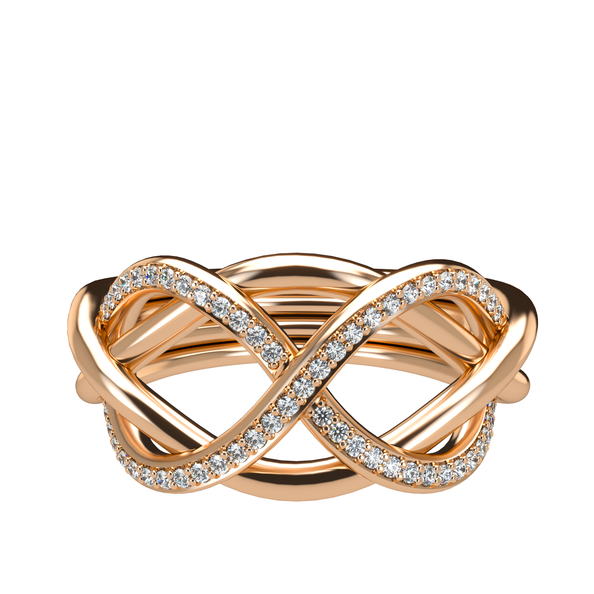 Classsic puzzle ring with half diamond pavé - ™ Joaillerie VCL