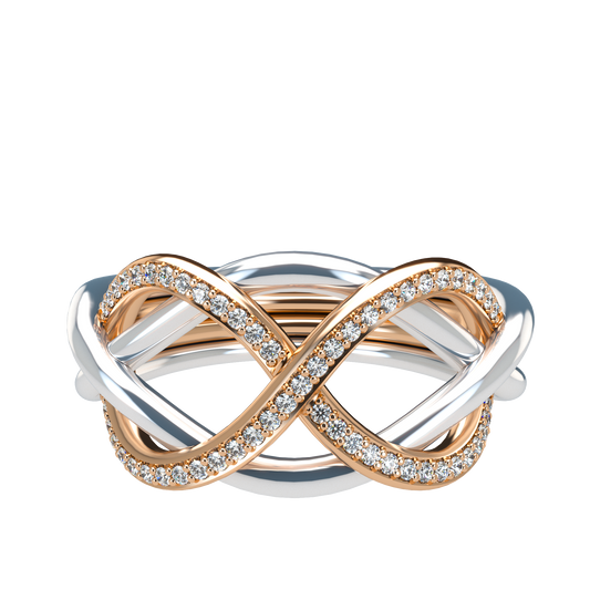 Classsic puzzle ring with half diamond pavé - ™ Joaillerie VCL