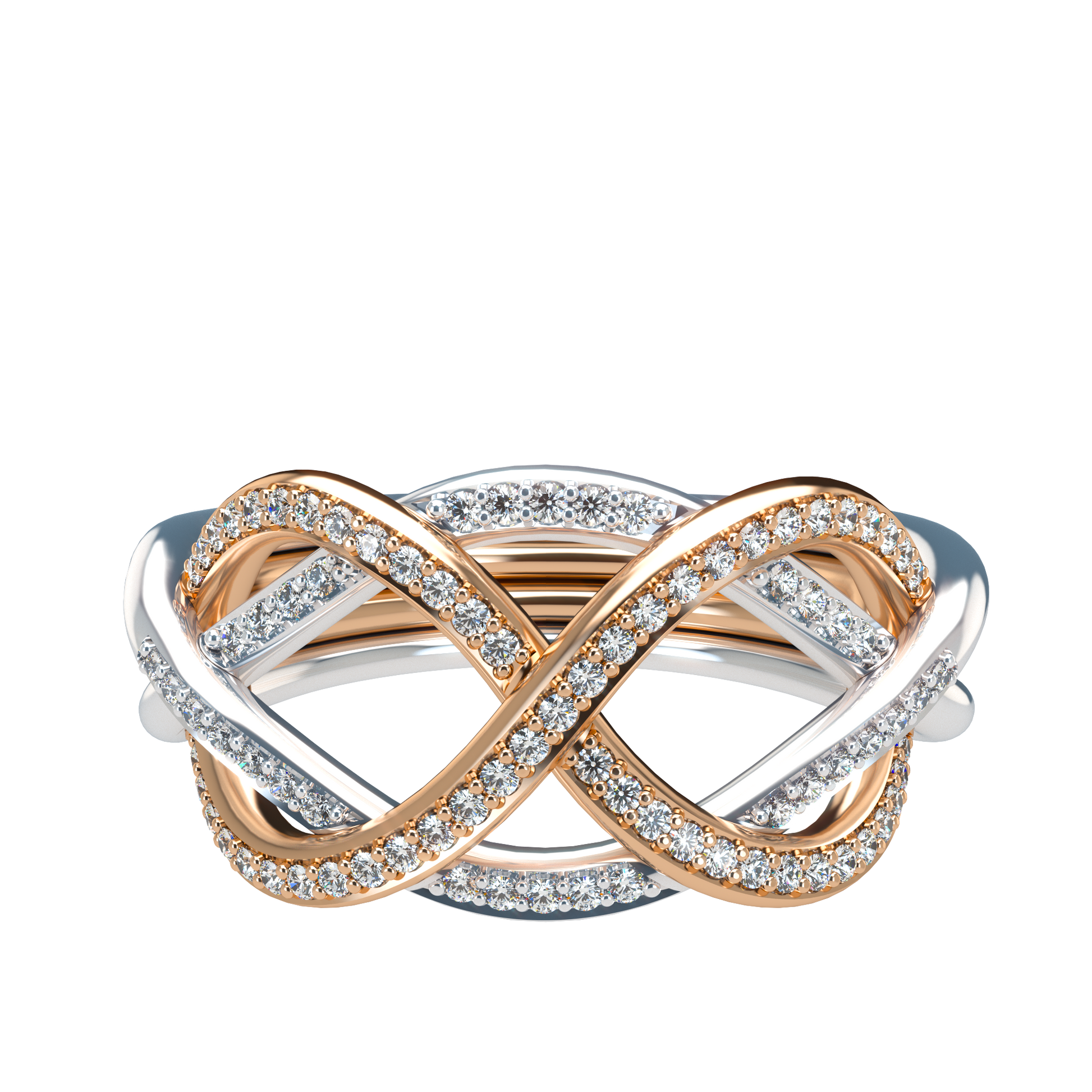 Classic puzzle ring with diamond pavé - ™ Joaillerie VCL