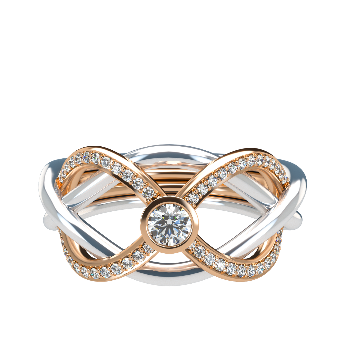Puzzle ring with half pavé diamond bezel - ™ Joaillerie VCL