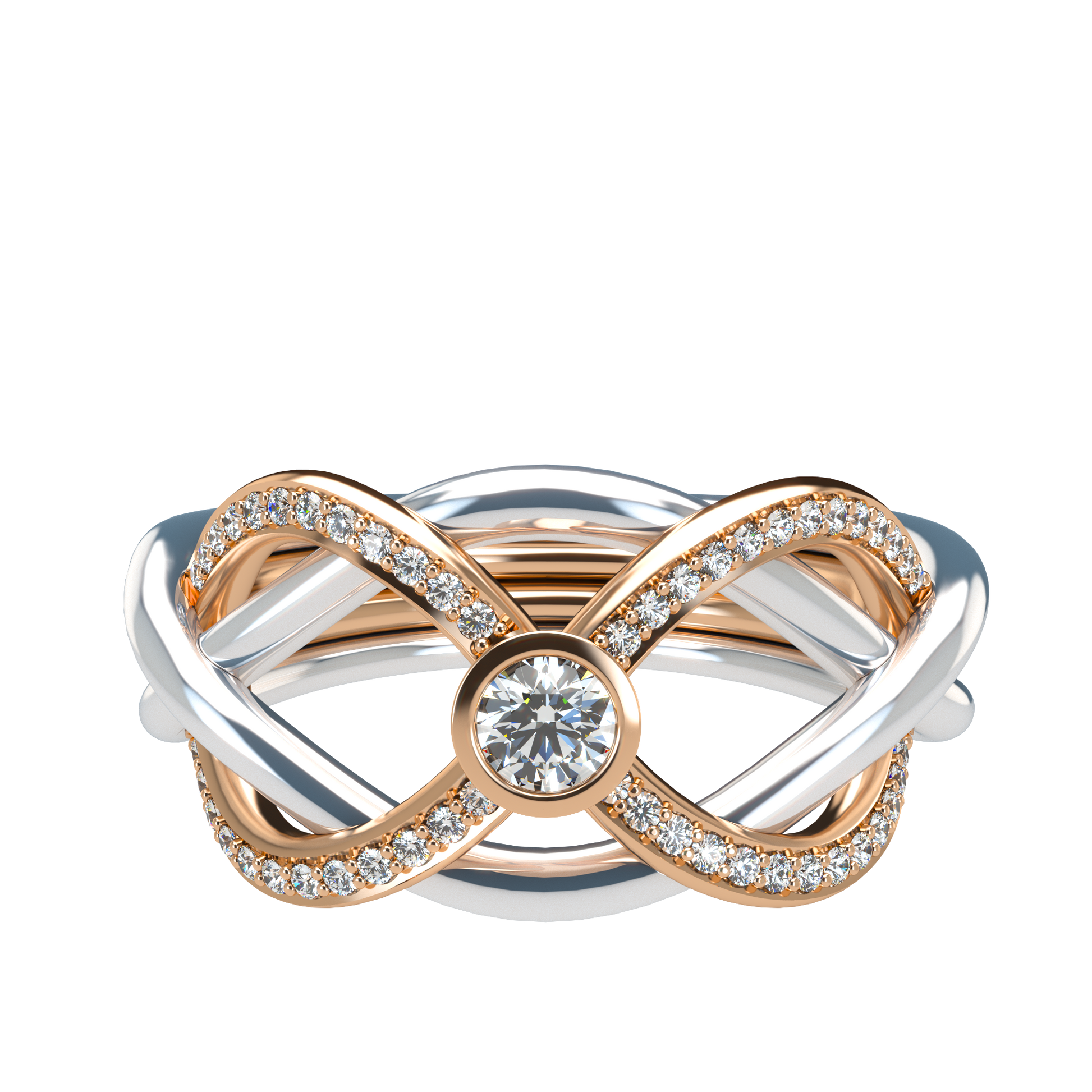 Puzzle ring with half pavé diamond bezel - ™ Joaillerie VCL