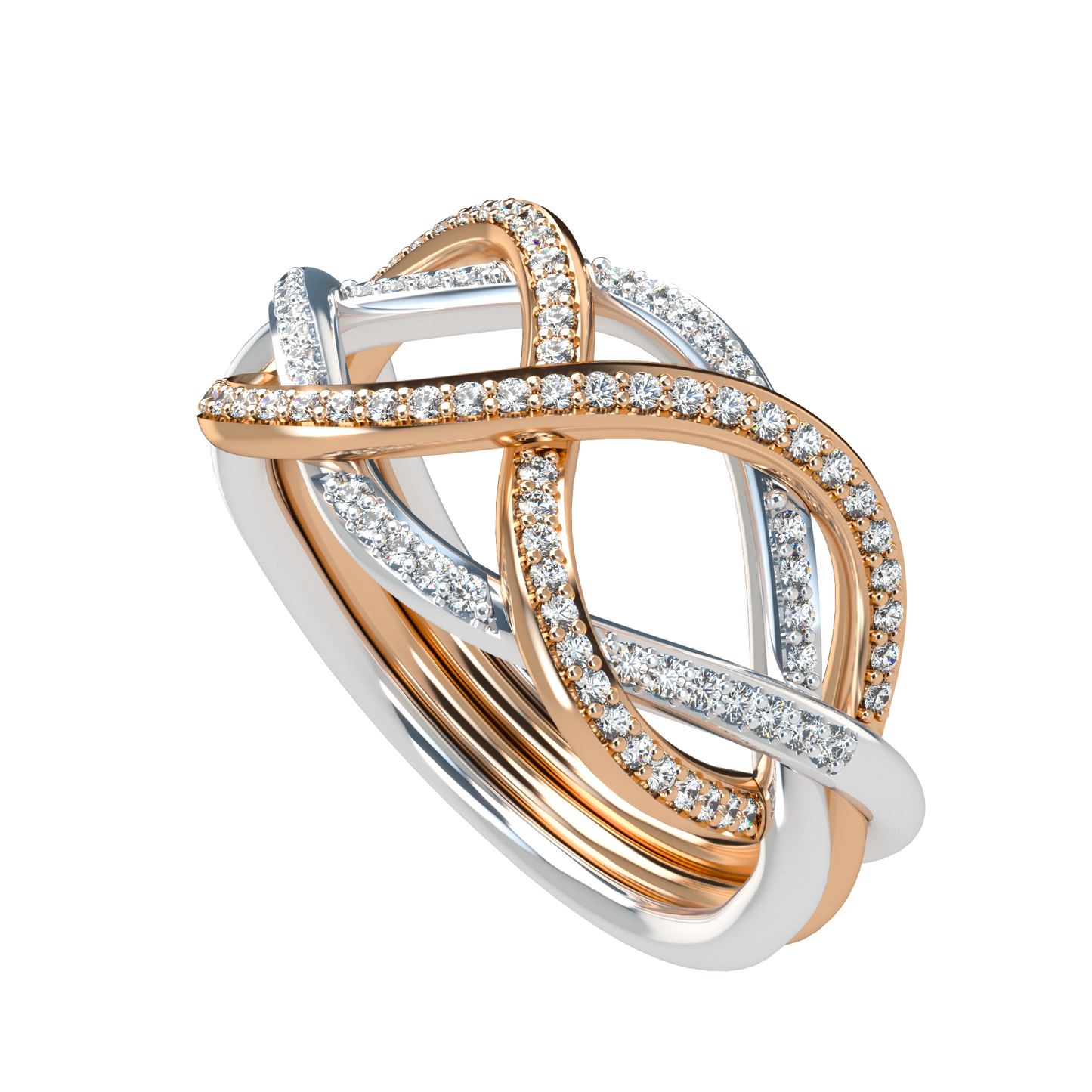 Classic puzzle ring with diamond pavé - ™ Joaillerie VCL