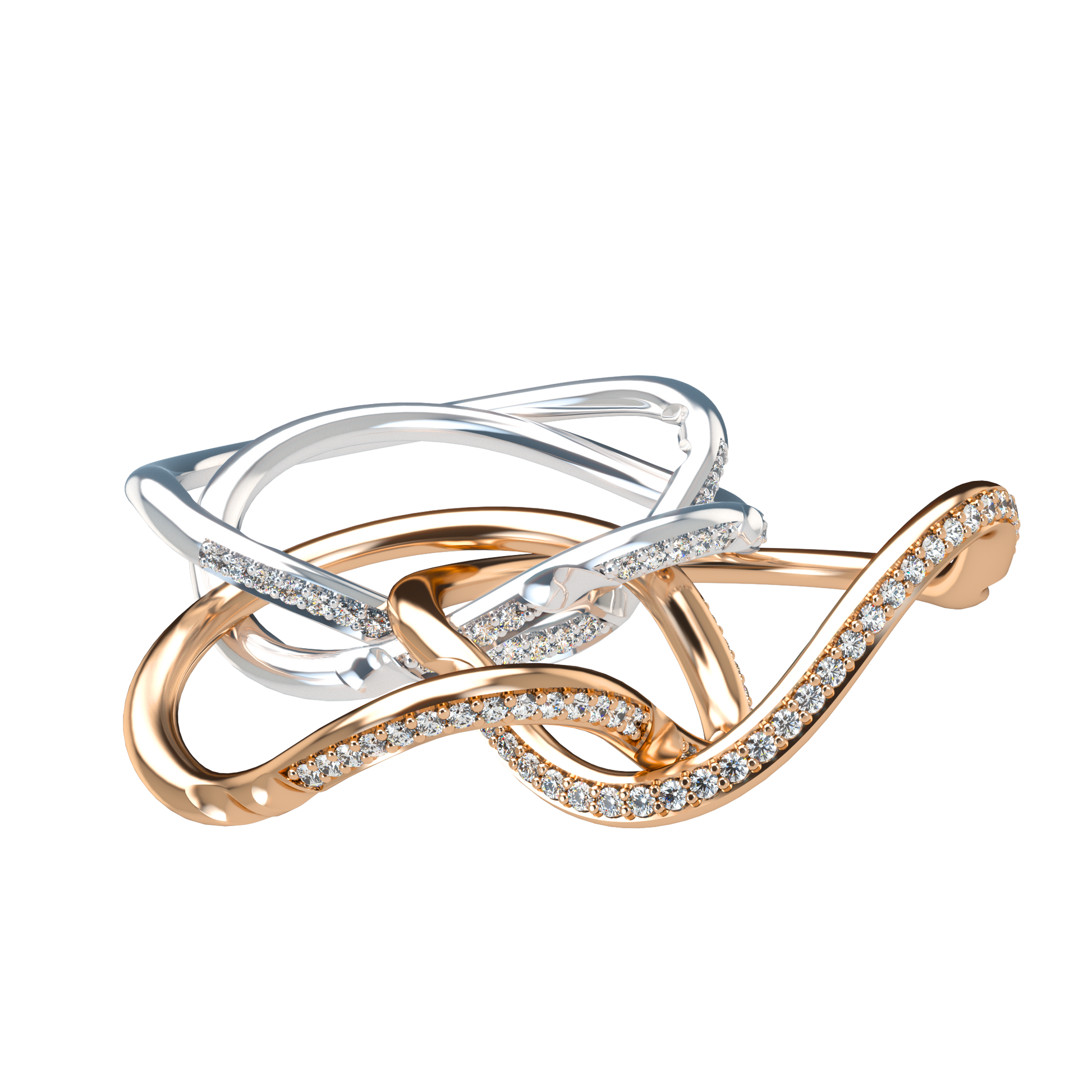 Classic puzzle ring with diamond pavé - ™ Joaillerie VCL