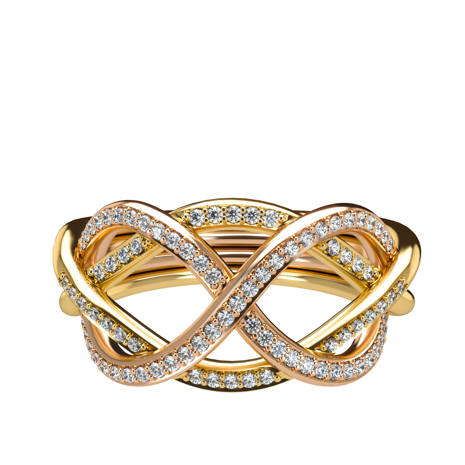 Classic puzzle ring with diamond pavé - ™ Joaillerie VCL