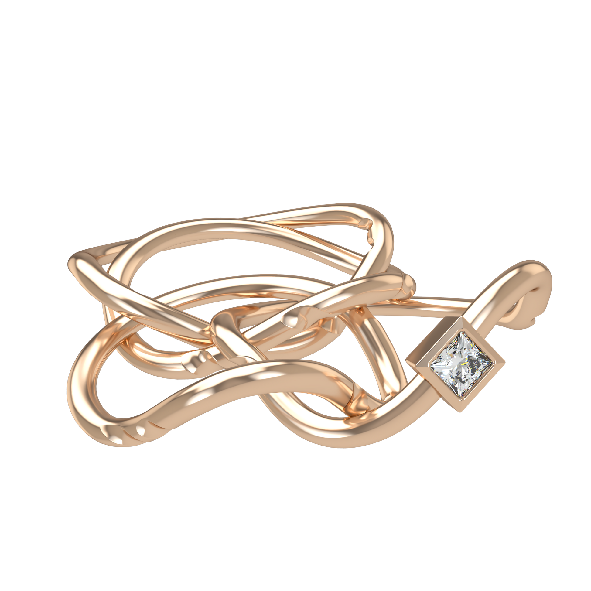 Classic puzzle ring - Princess cut diamond Bezel - ™ Joaillerie VCL
