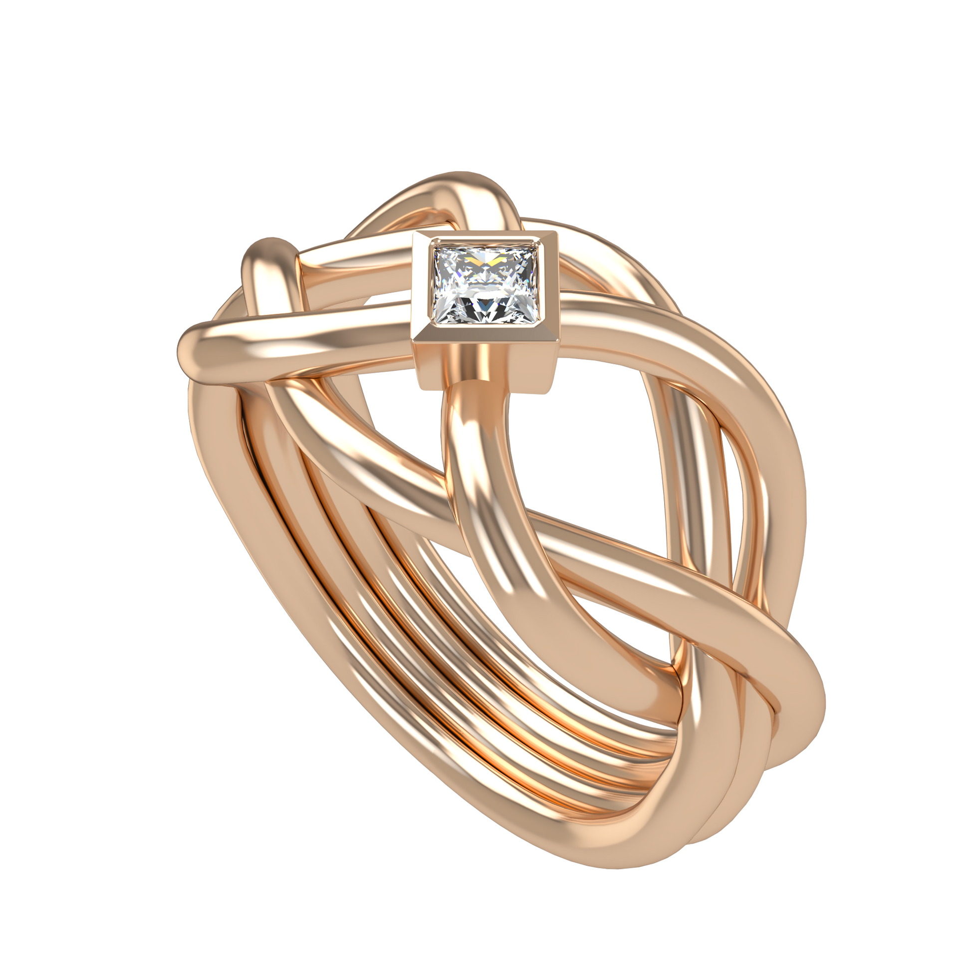 Classic puzzle ring - Princess cut diamond Bezel - ™ Joaillerie VCL