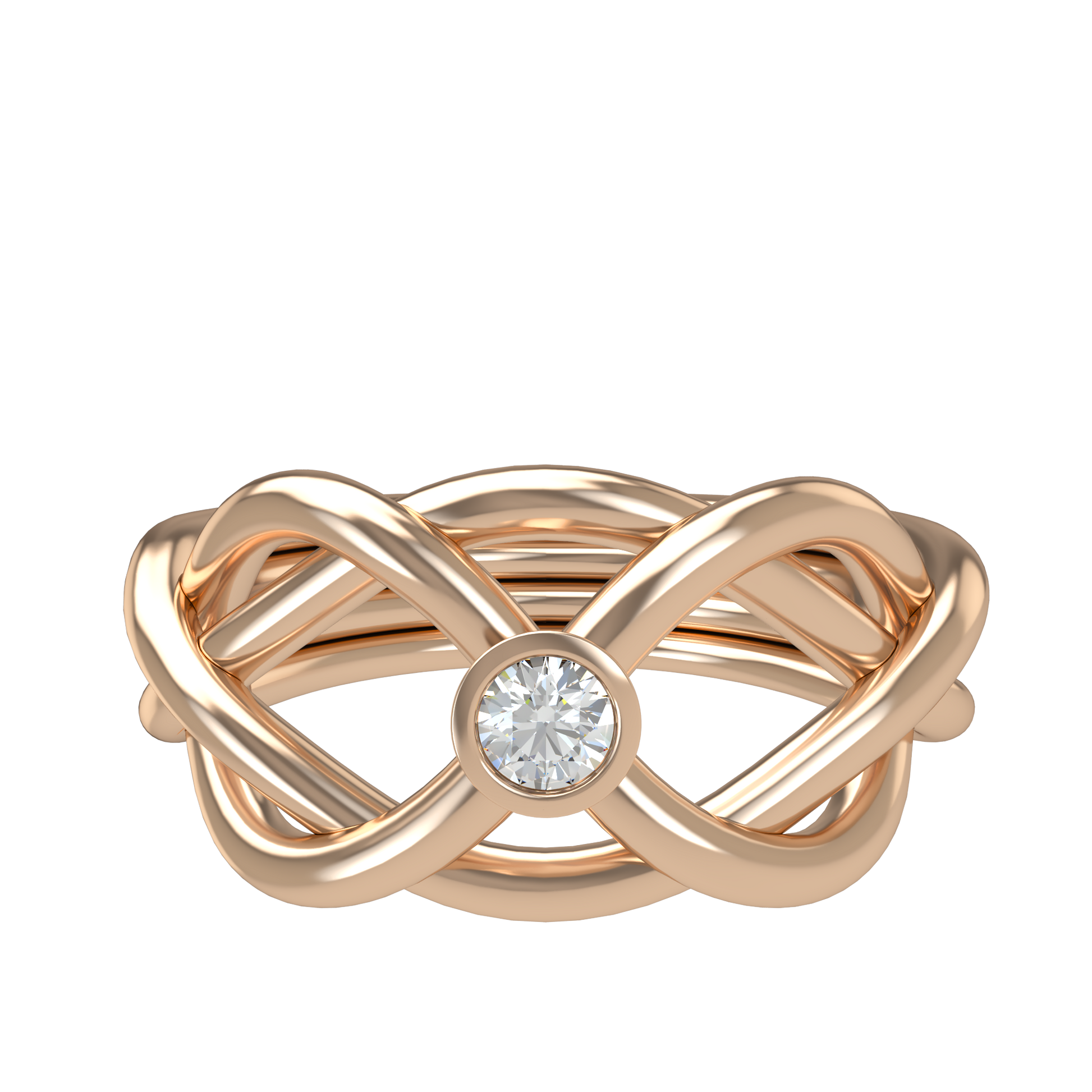 Classic puzzle ring with round diamond bezel - ™ Joaillerie VCL