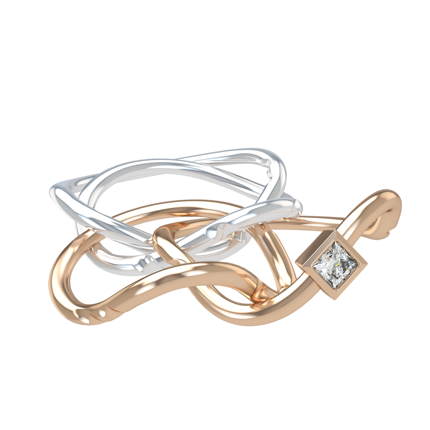 Classic puzzle ring - Princess cut diamond Bezel - ™ Joaillerie VCL