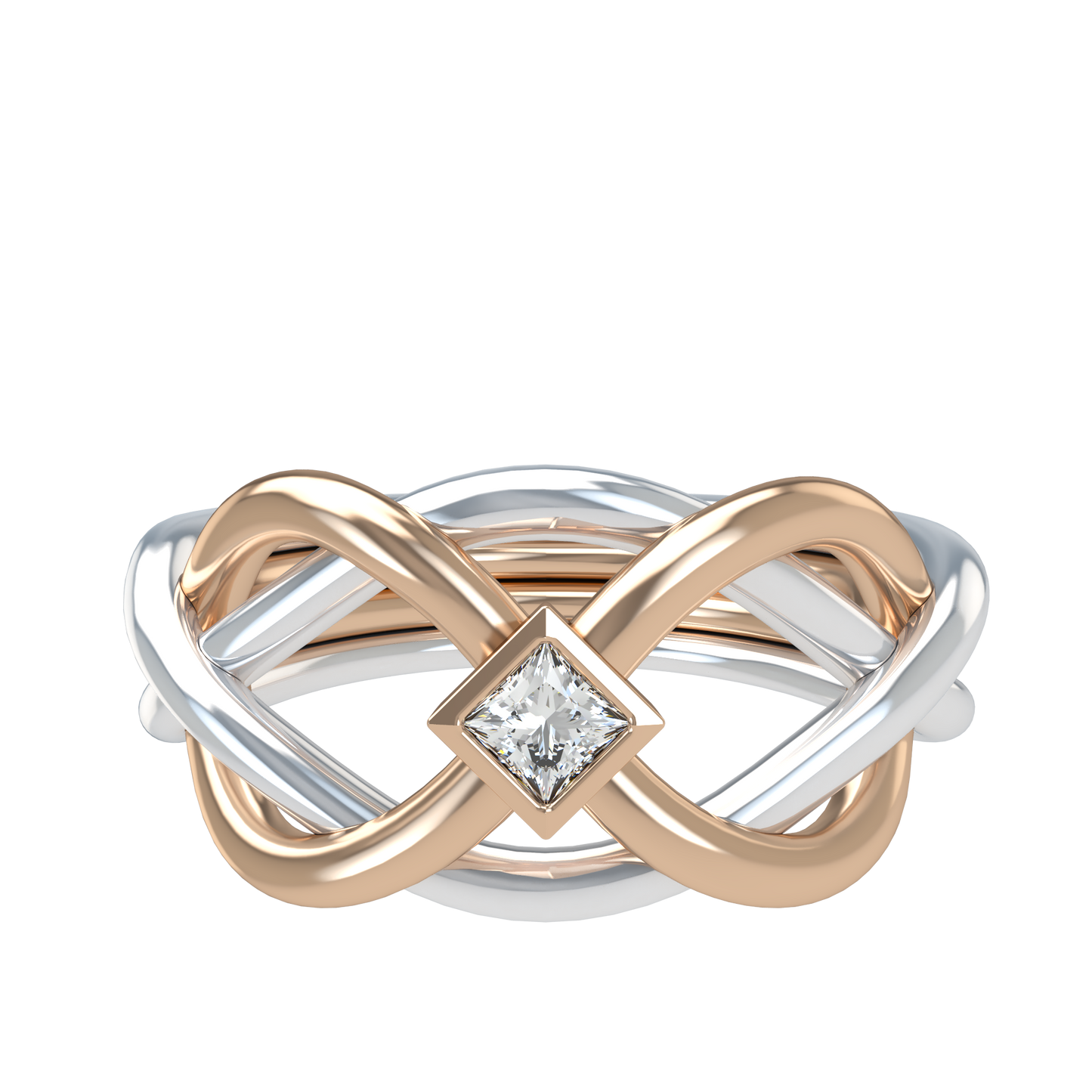 Classic puzzle ring - Princess cut diamond Bezel - ™ Joaillerie VCL