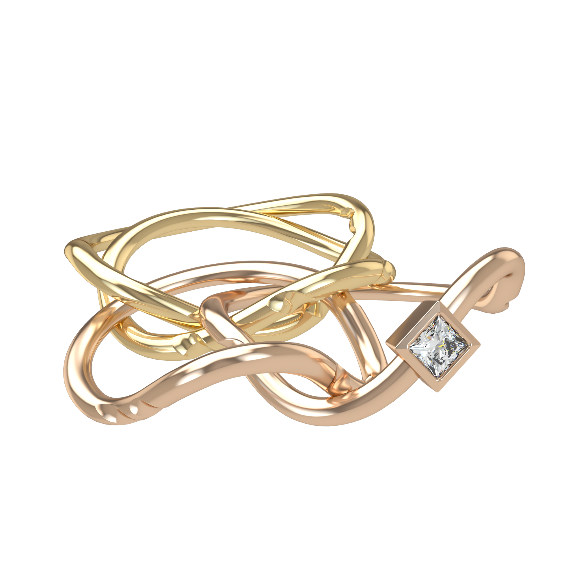 Classic puzzle ring - Princess cut diamond Bezel - ™ Joaillerie VCL
