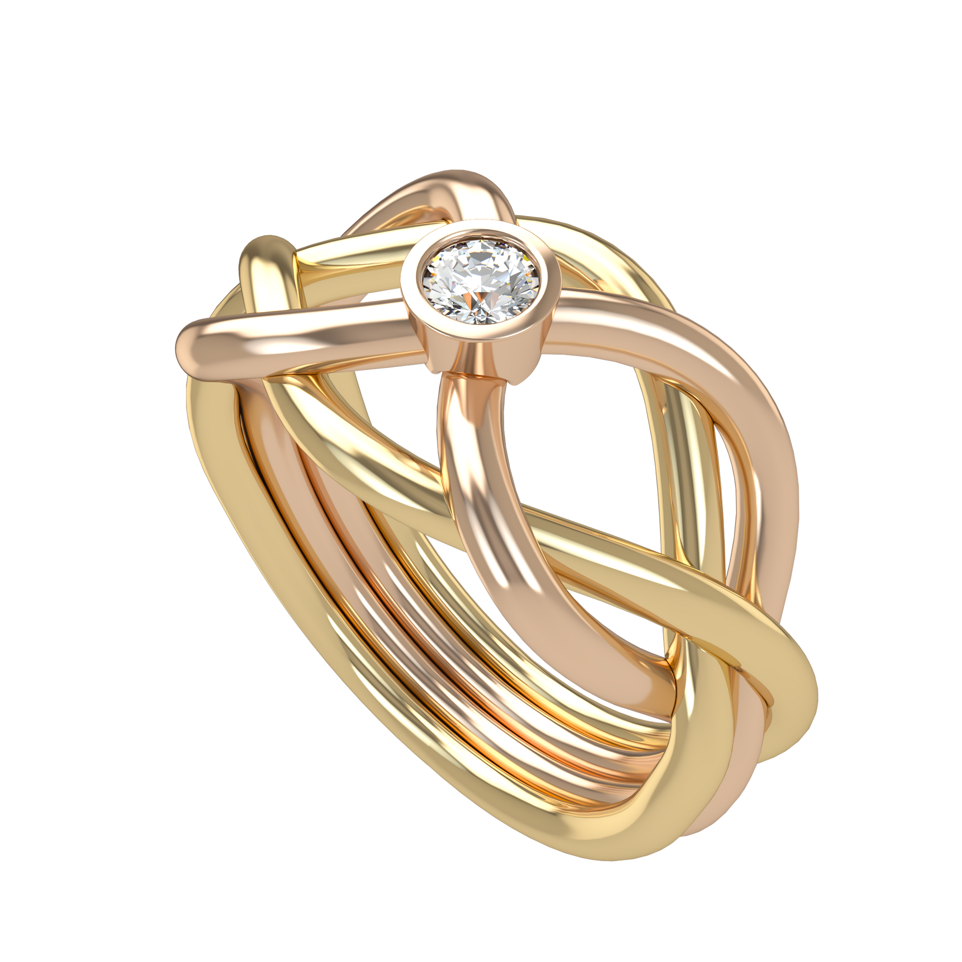 Classic puzzle ring with round diamond bezel - ™ Joaillerie VCL