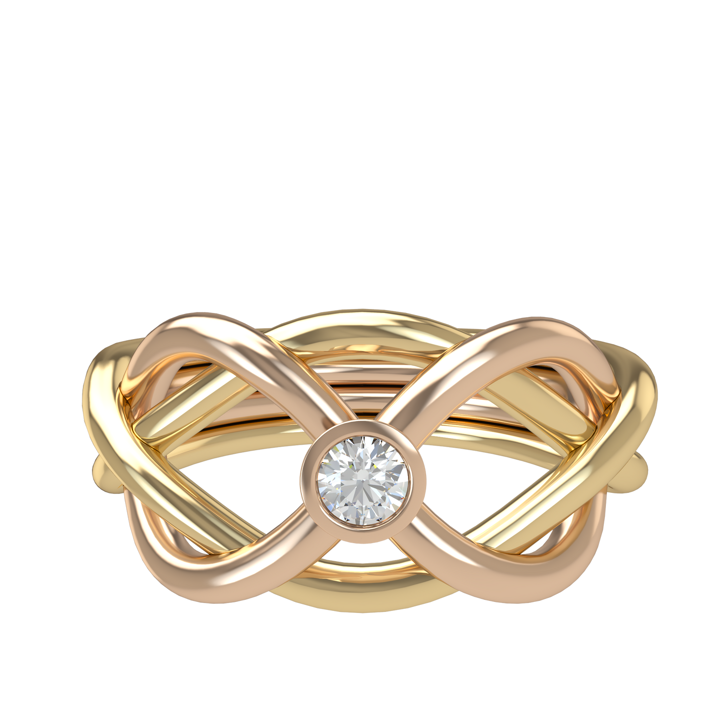 Classic puzzle ring with round diamond bezel - ™ Joaillerie VCL