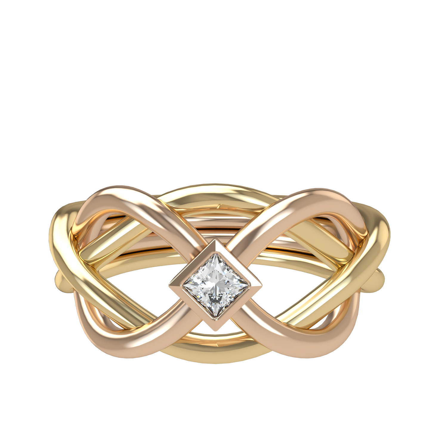 Classic puzzle ring - Princess cut diamond Bezel - ™ Joaillerie VCL