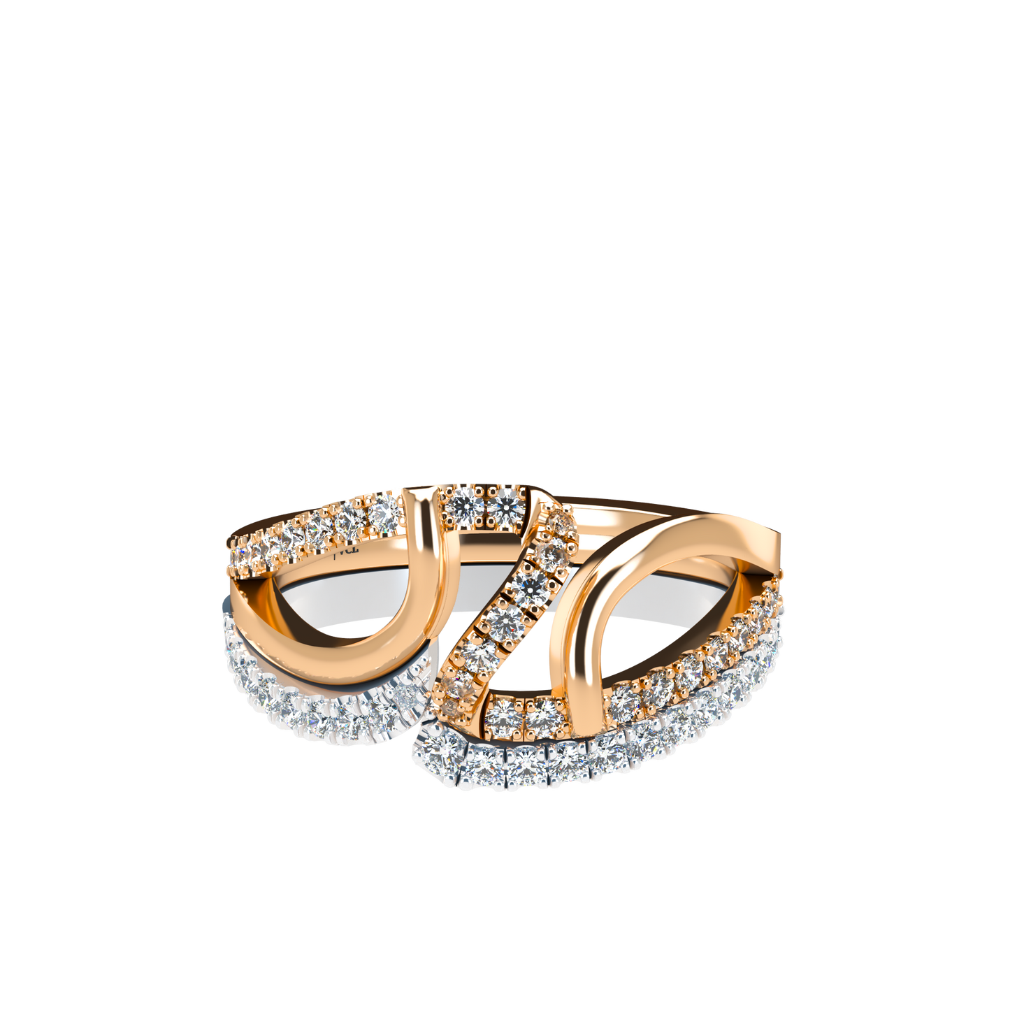 Jessica interlocking engagement ring set with diamond pavé 18Kt gold