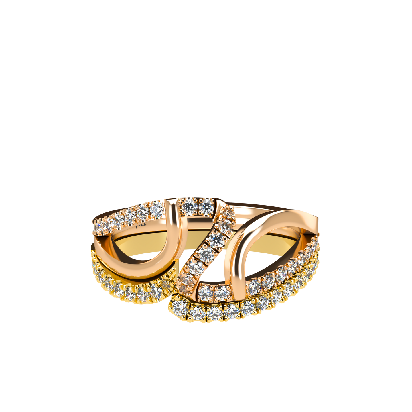 Jessica interlocking engagement ring set with diamond pavé 18Kt gold