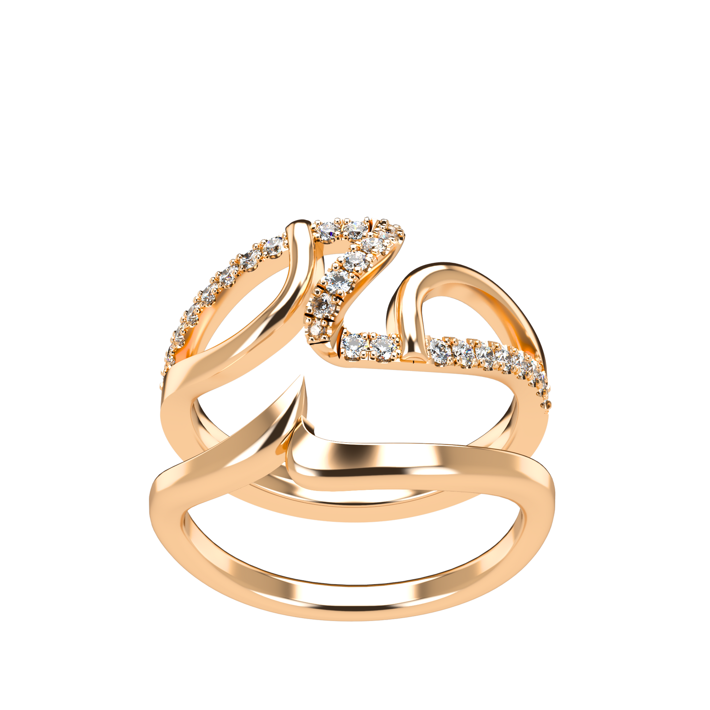 Jessica interlocking engagement ring set with diamond pavé 18Kt gold