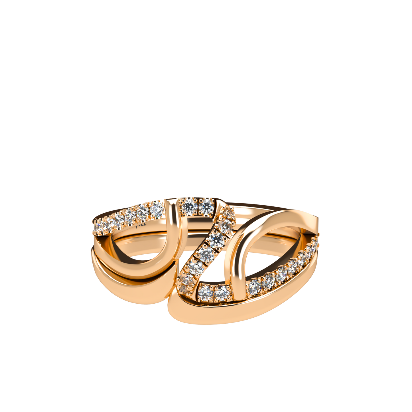 Jessica interlocking engagement ring set with diamond pavé 18Kt gold