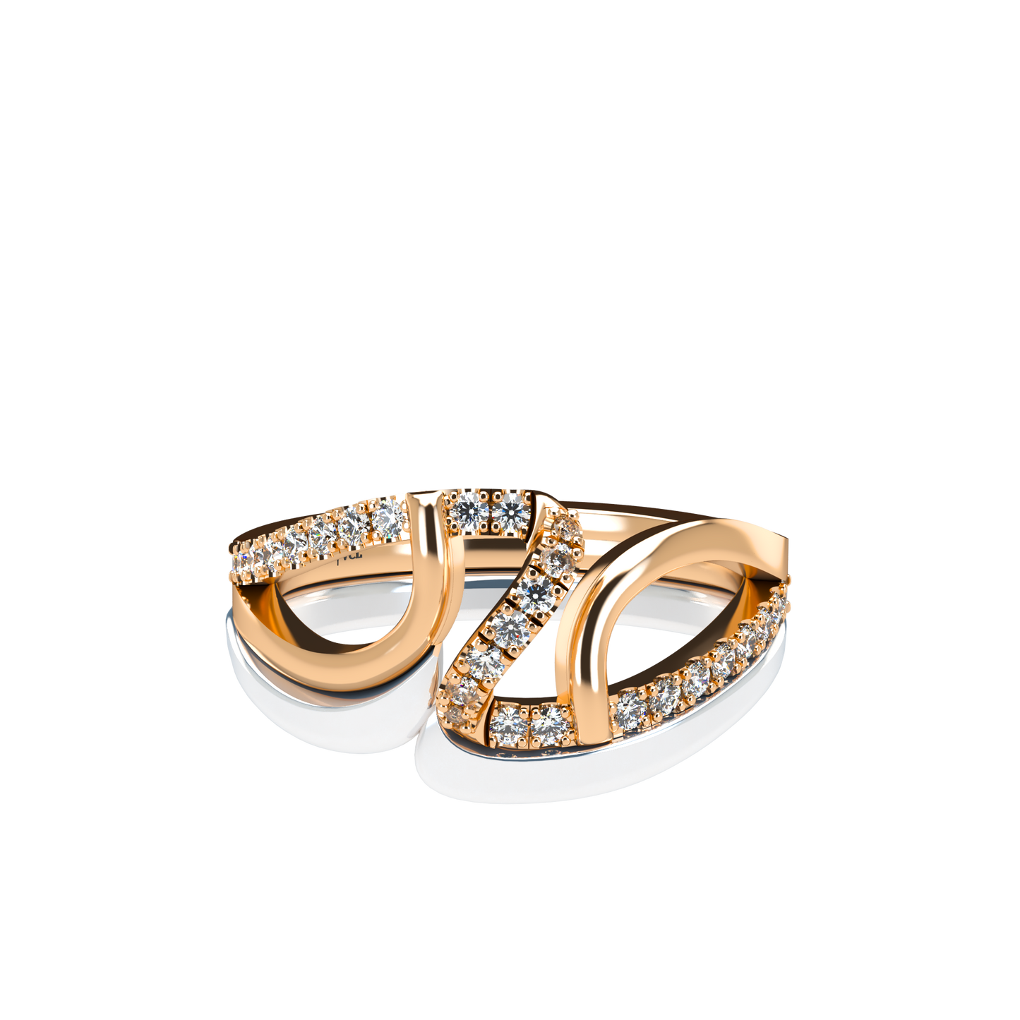 Jessica interlocking engagement ring set with diamond pavé 18Kt gold