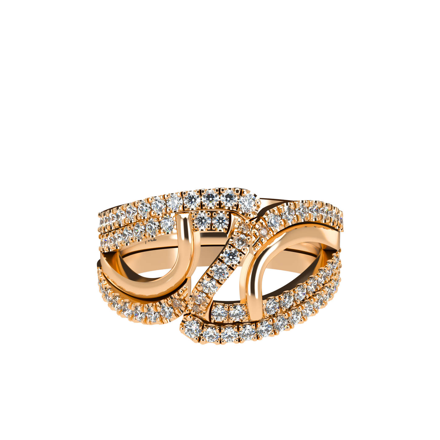 Jessica interlocking engagement ring set with diamond pavé 18Kt gold