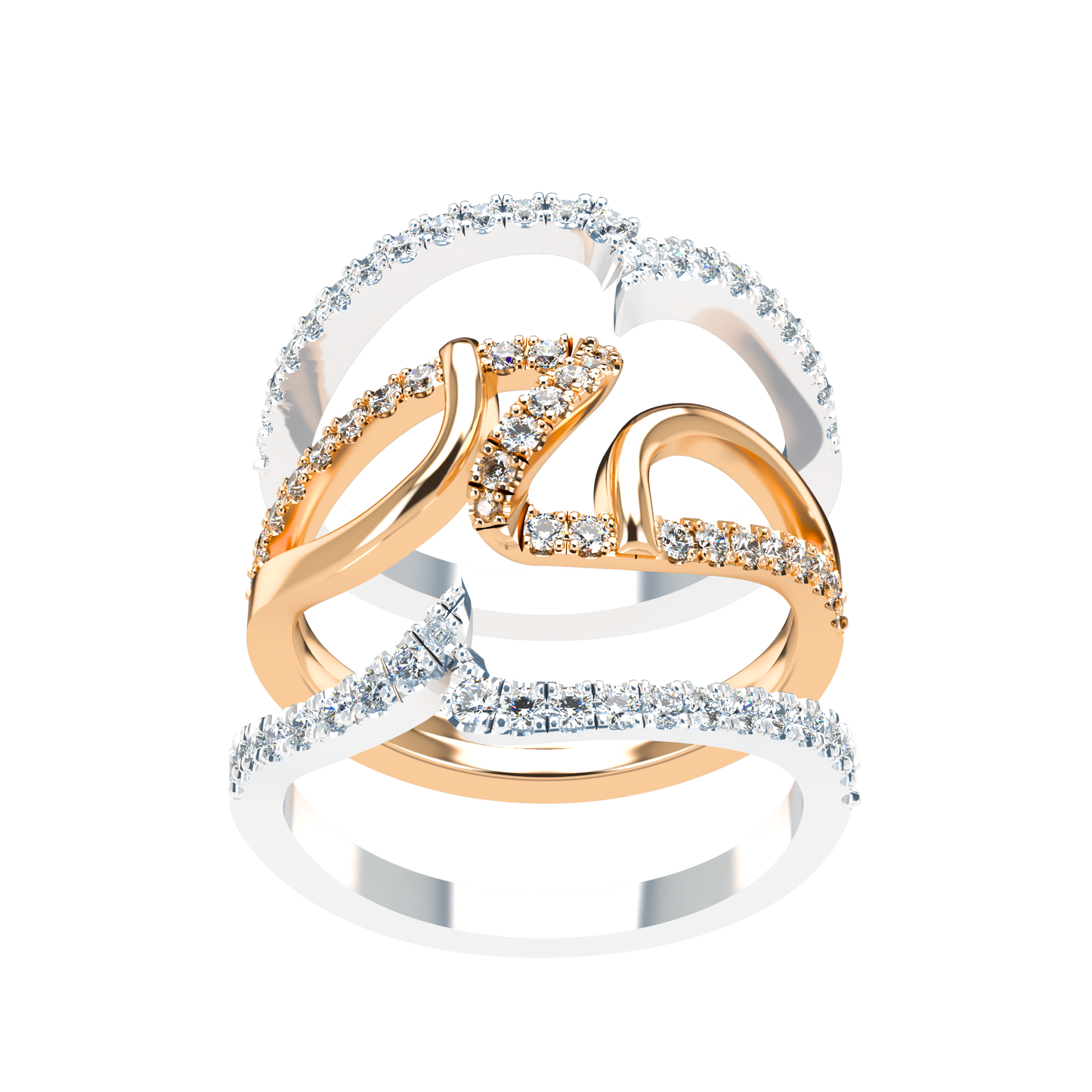 Jessica interlocking engagement ring set with diamond pavé 18Kt gold