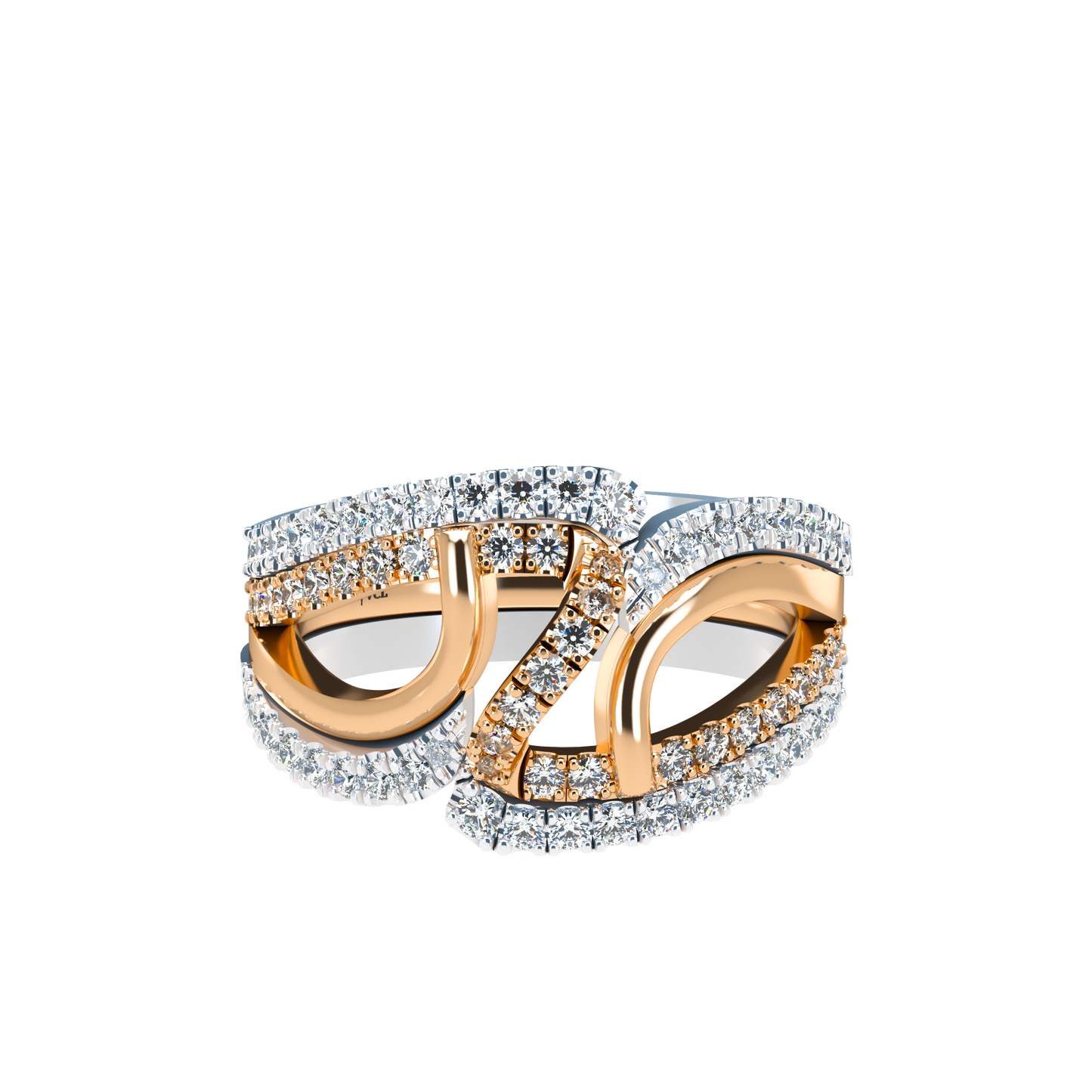 Jessica interlocking engagement ring set with diamond pavé 18Kt gold