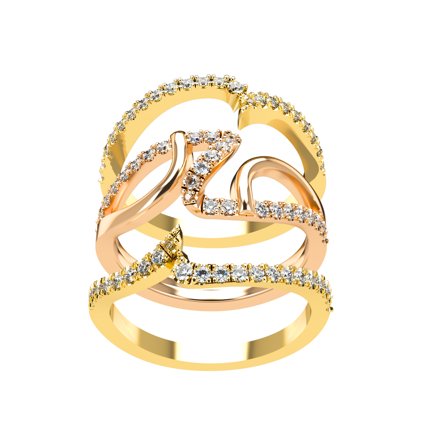 Jessica interlocking engagement ring set with diamond pavé 18Kt gold