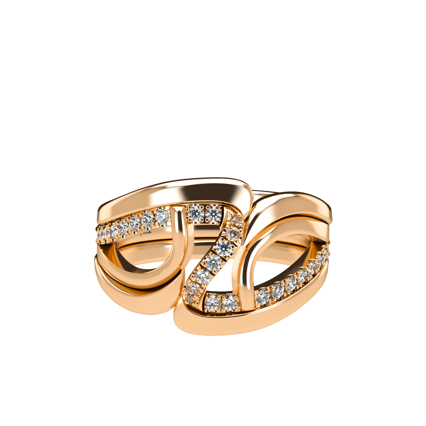 Jessica interlocking engagement ring set with diamond pavé 18Kt gold