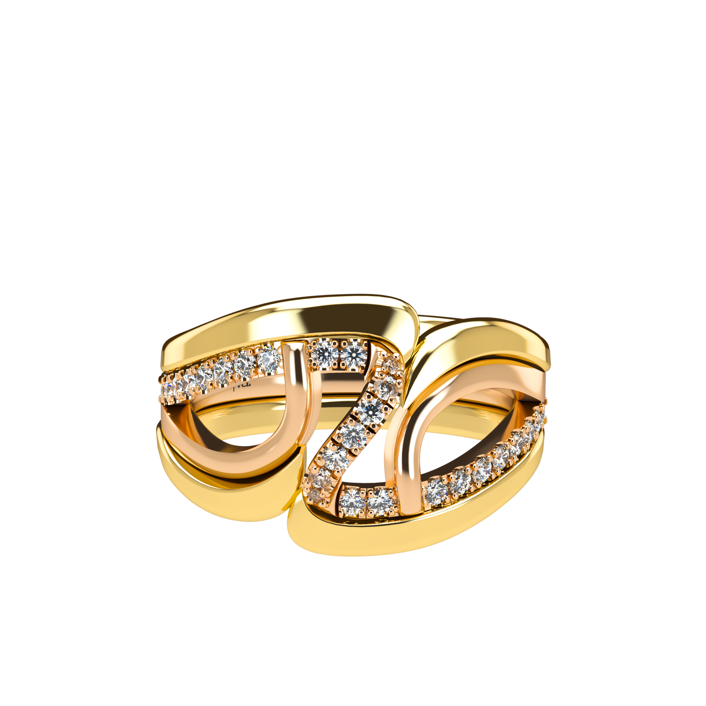 Jessica interlocking engagement ring set with diamond pavé 18Kt gold