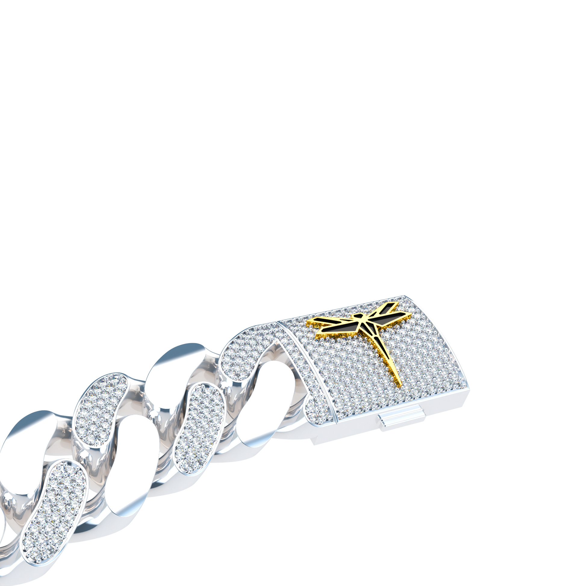 20mm Cuban Link Alternate Pavé Platinum - ™ Joaillerie VCL