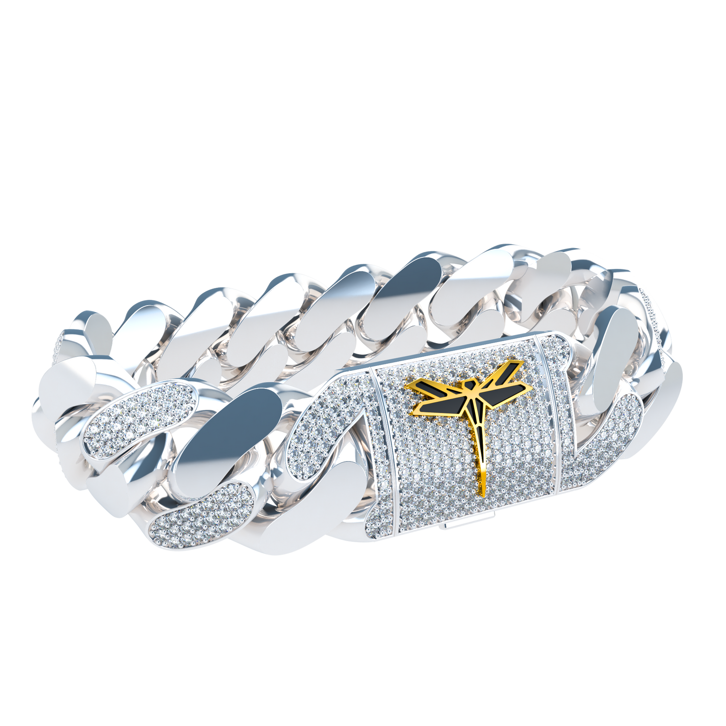 20mm Cuban Link Alternate Pavé Platinum - ™ Joaillerie VCL