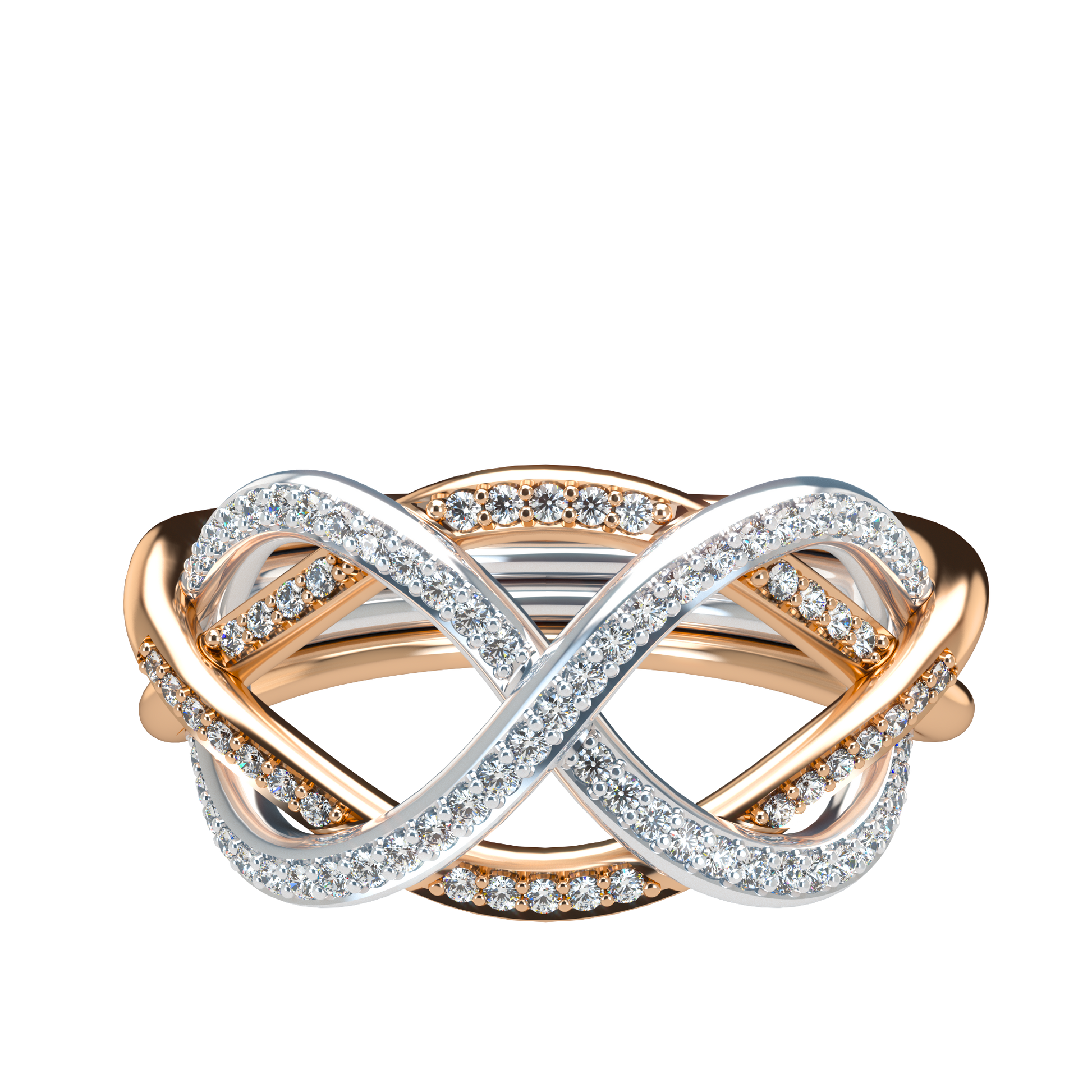 Classic puzzle ring with diamond pavé - ™ Joaillerie VCL