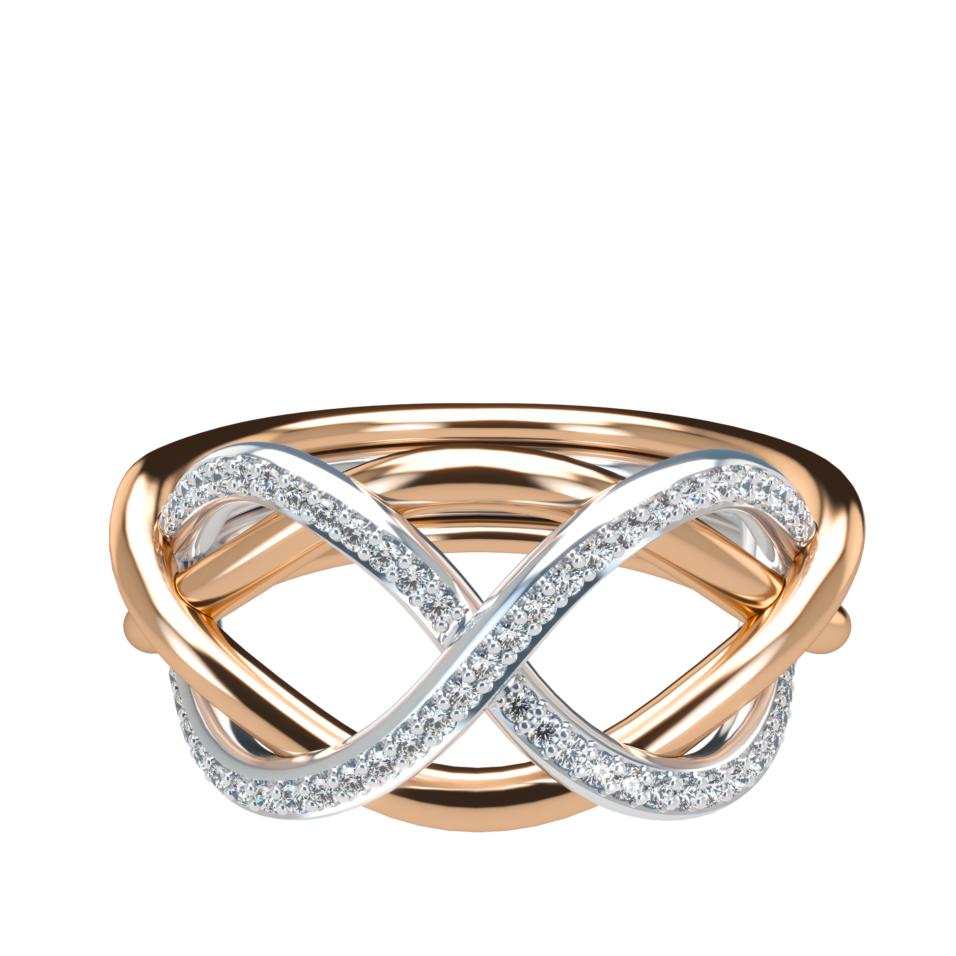 Classsic puzzle ring with half diamond pavé - ™ Joaillerie VCL