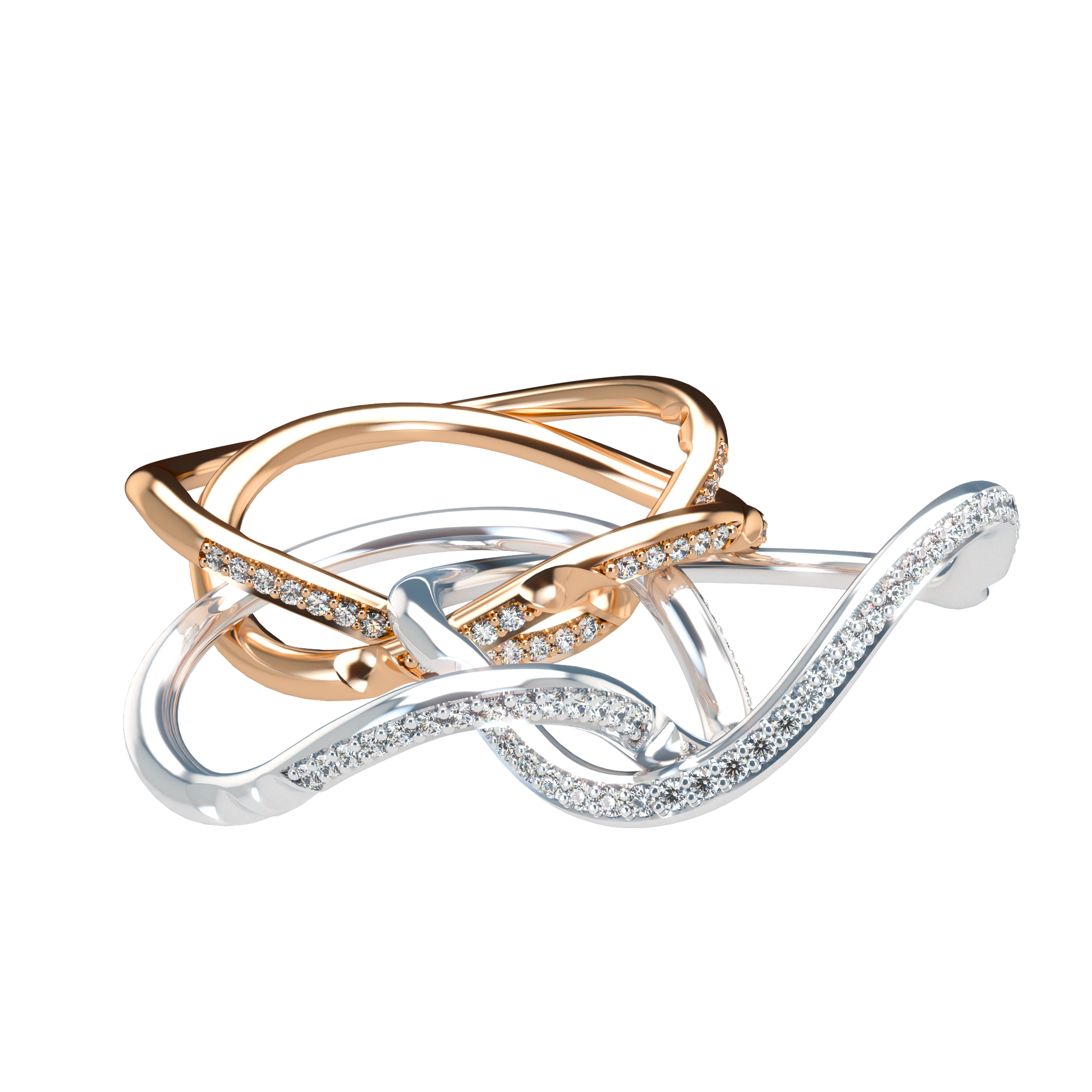 Classic puzzle ring with diamond pavé - ™ Joaillerie VCL