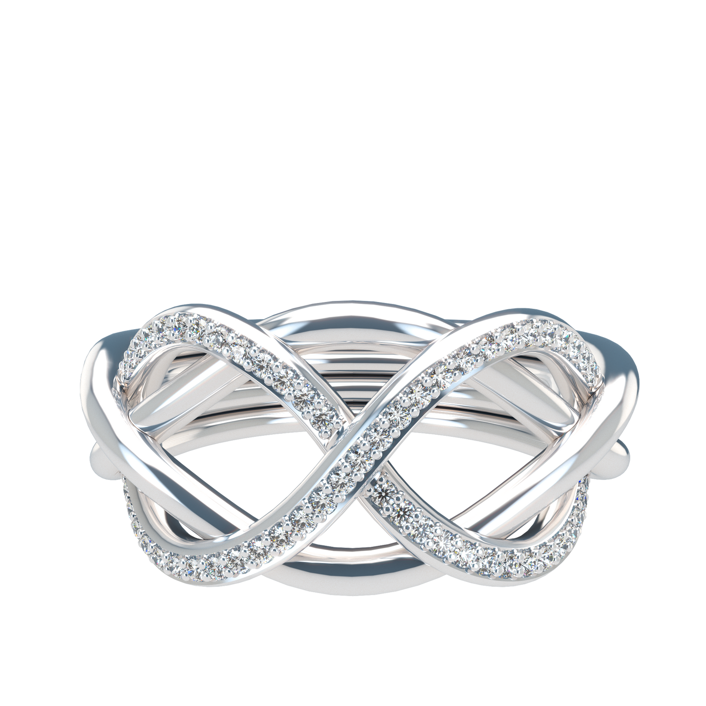Classsic puzzle ring with half diamond pavé - ™ Joaillerie VCL