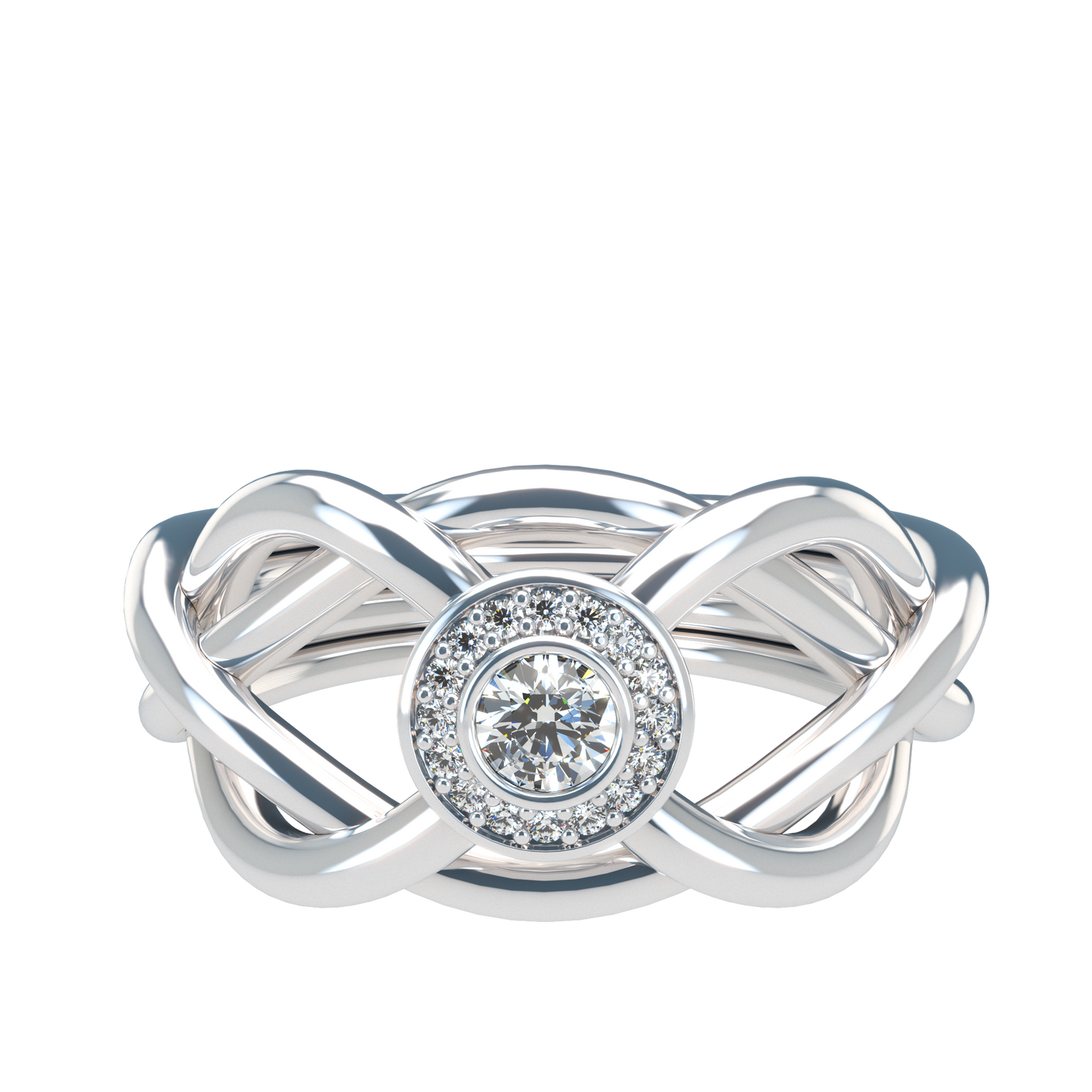 Classic puzzle ring with central halo diamond - ™ Joaillerie VCL