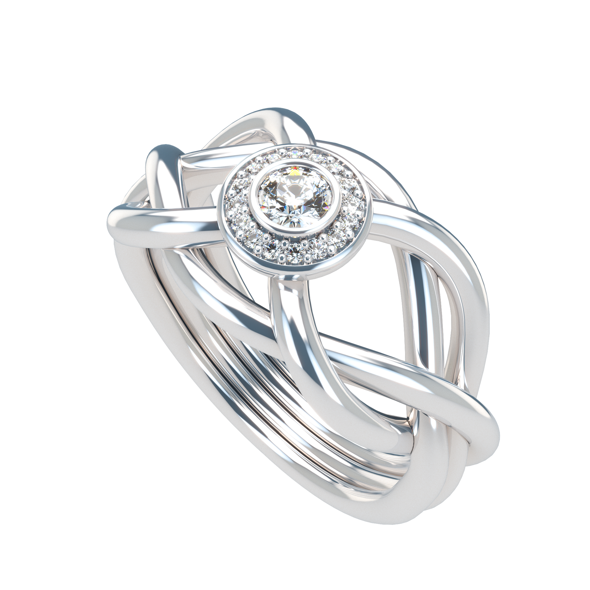 Classic puzzle ring with central halo diamond - ™ Joaillerie VCL