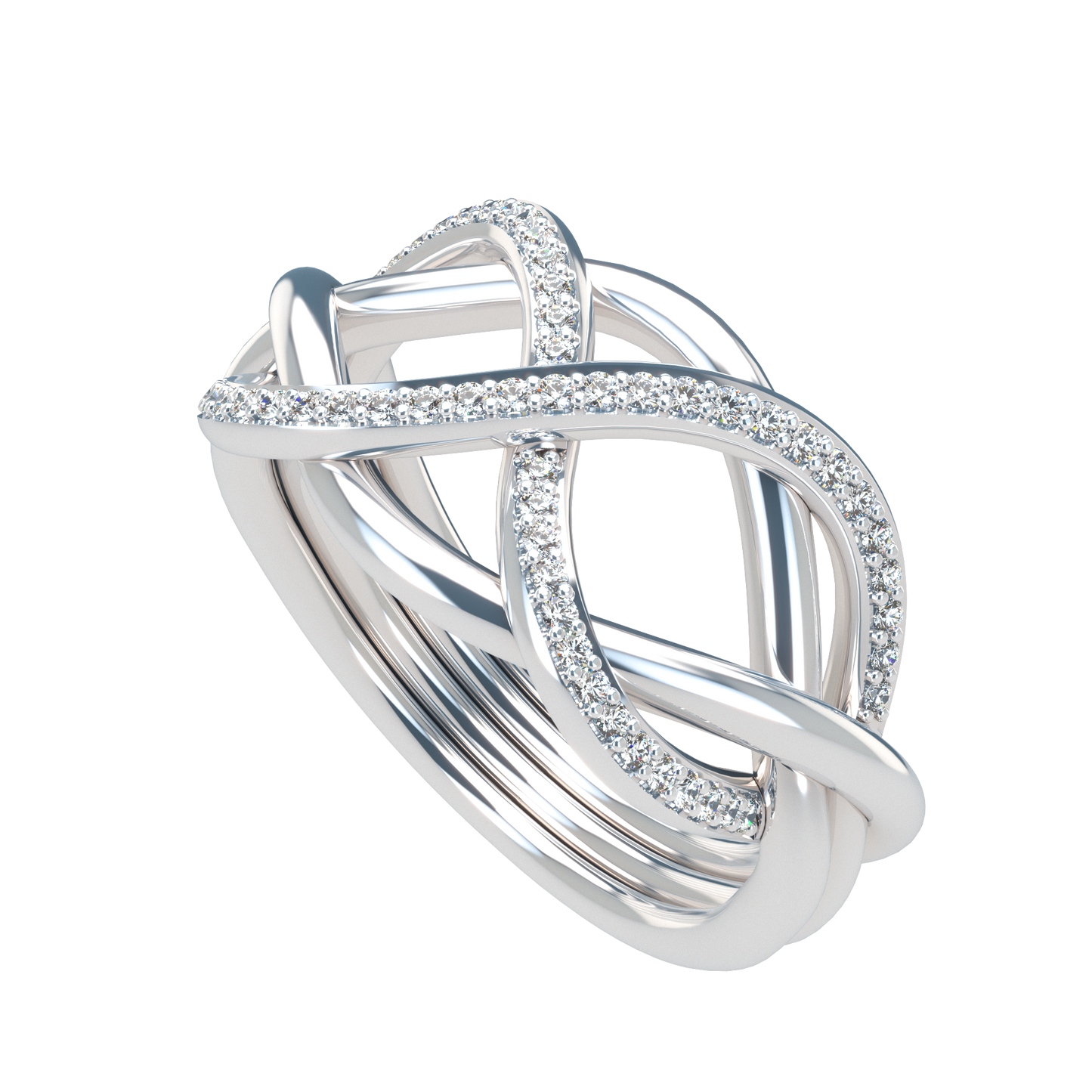 Classsic puzzle ring with half diamond pavé - ™ Joaillerie VCL