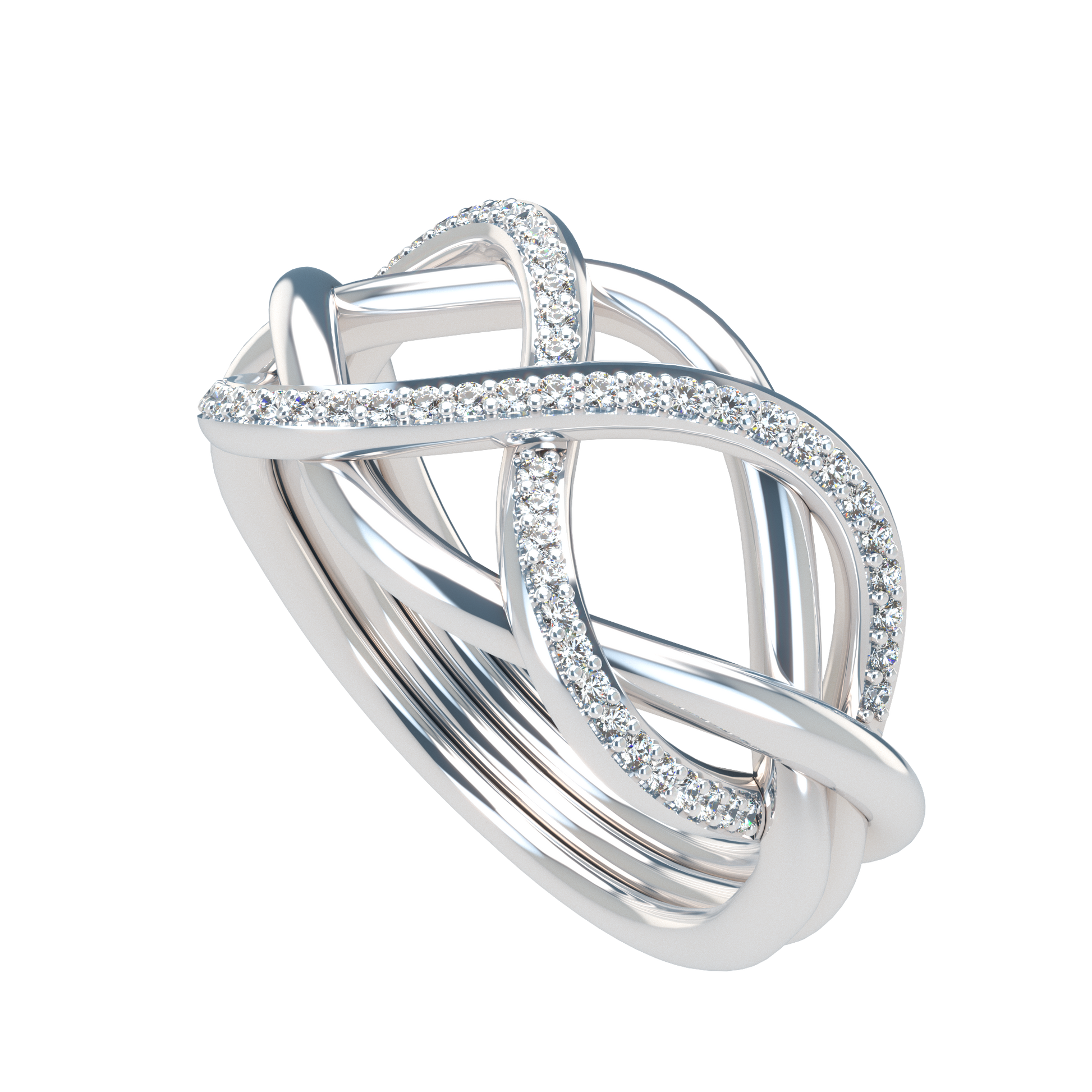 Classsic puzzle ring with half diamond pavé - ™ Joaillerie VCL