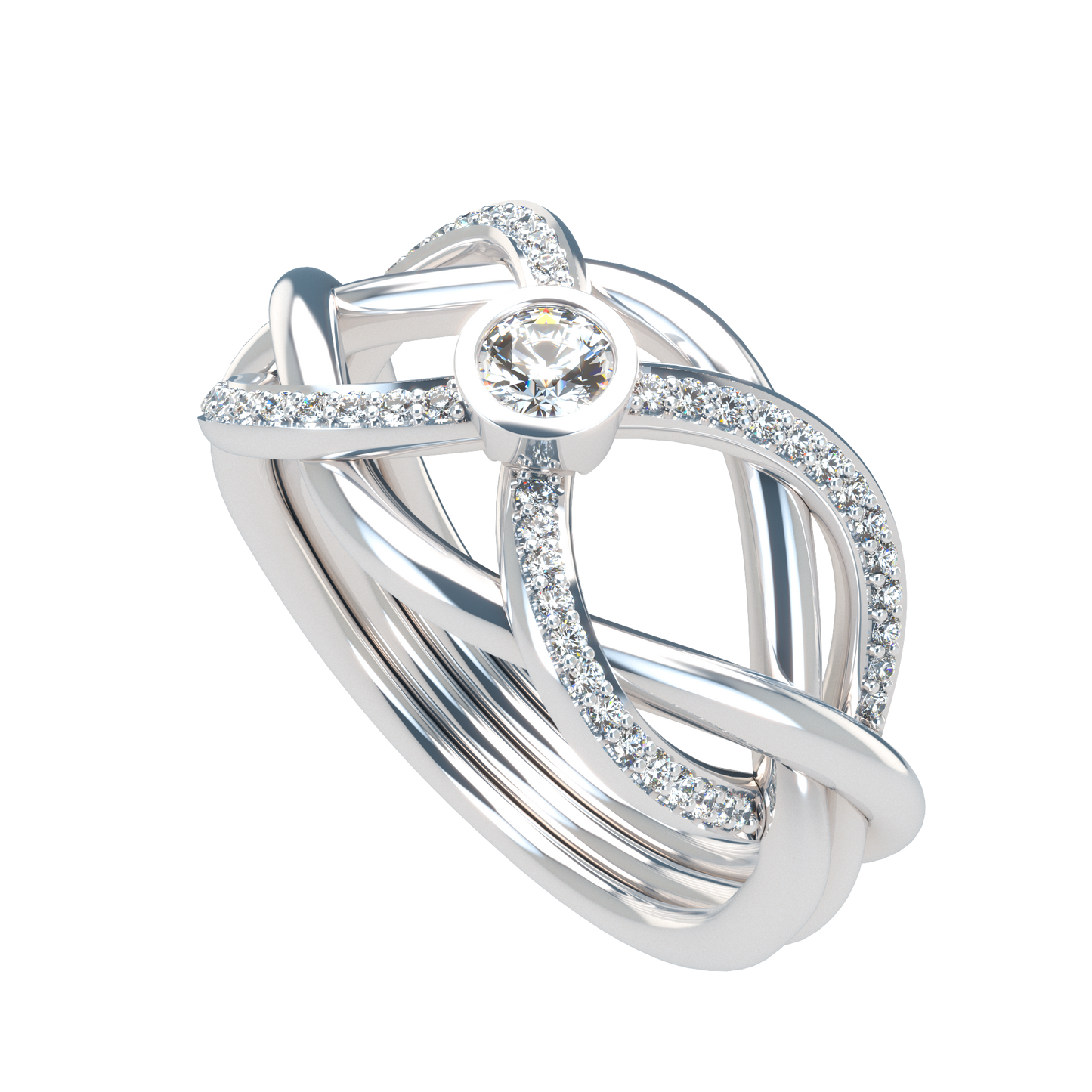 Puzzle ring with half pavé diamond bezel - ™ Joaillerie VCL