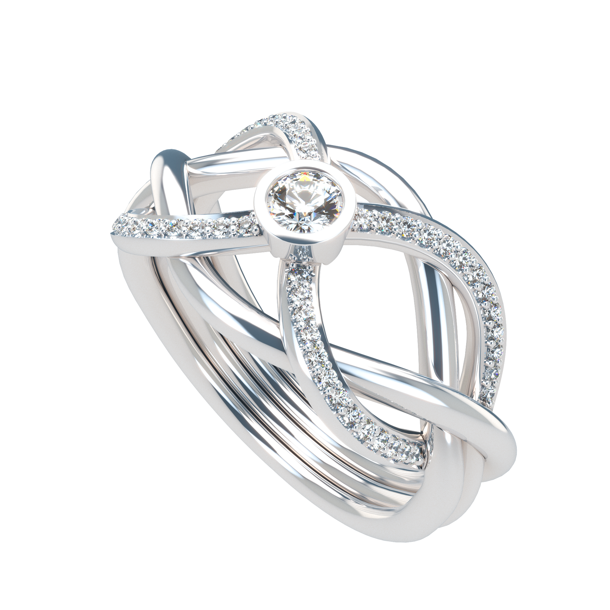 Puzzle ring with half pavé diamond bezel - ™ Joaillerie VCL