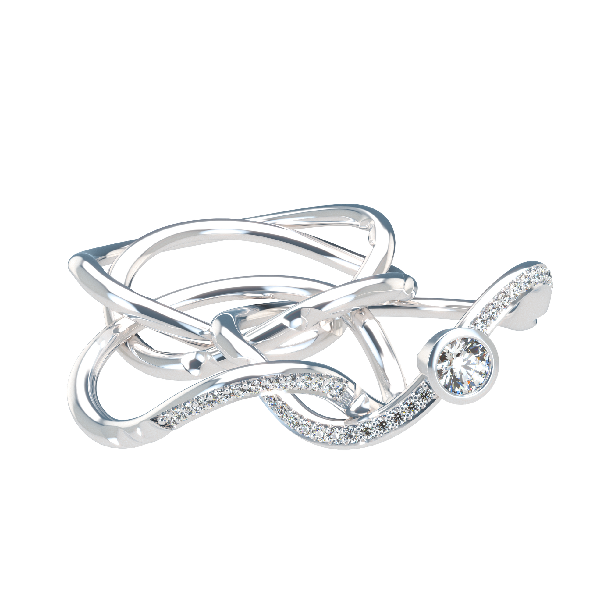 Puzzle ring with half pavé diamond bezel - ™ Joaillerie VCL