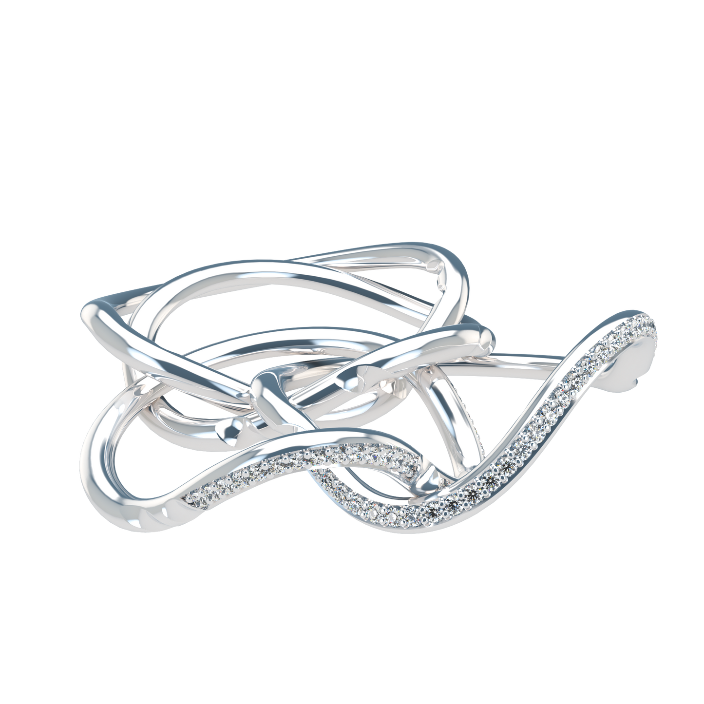 Classsic puzzle ring with half diamond pavé - ™ Joaillerie VCL