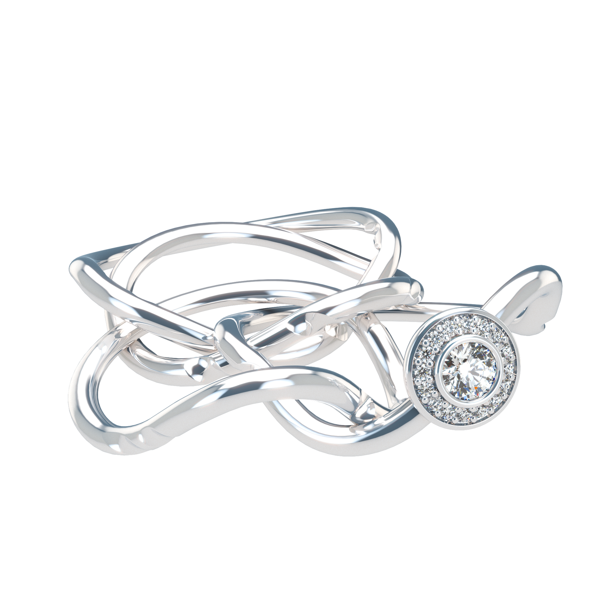 Classic puzzle ring with central halo diamond - ™ Joaillerie VCL
