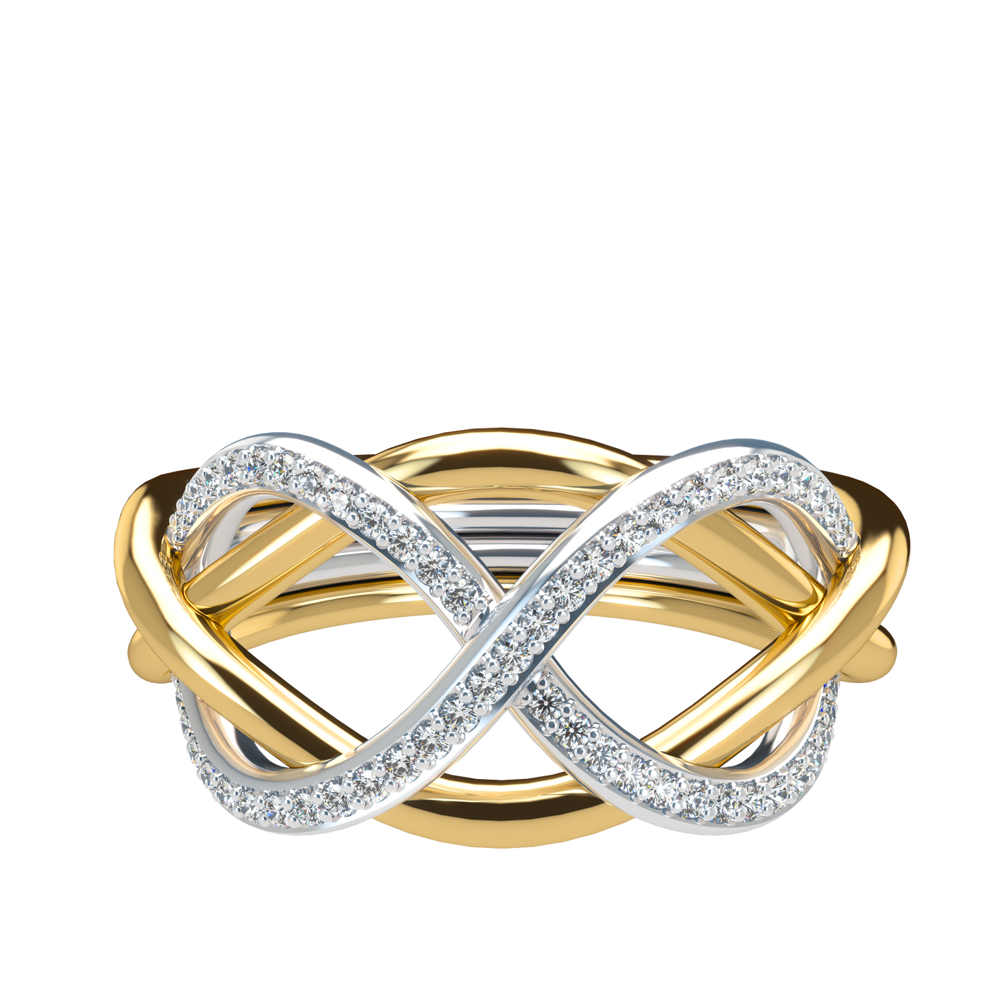Classsic puzzle ring with half diamond pavé - ™ Joaillerie VCL