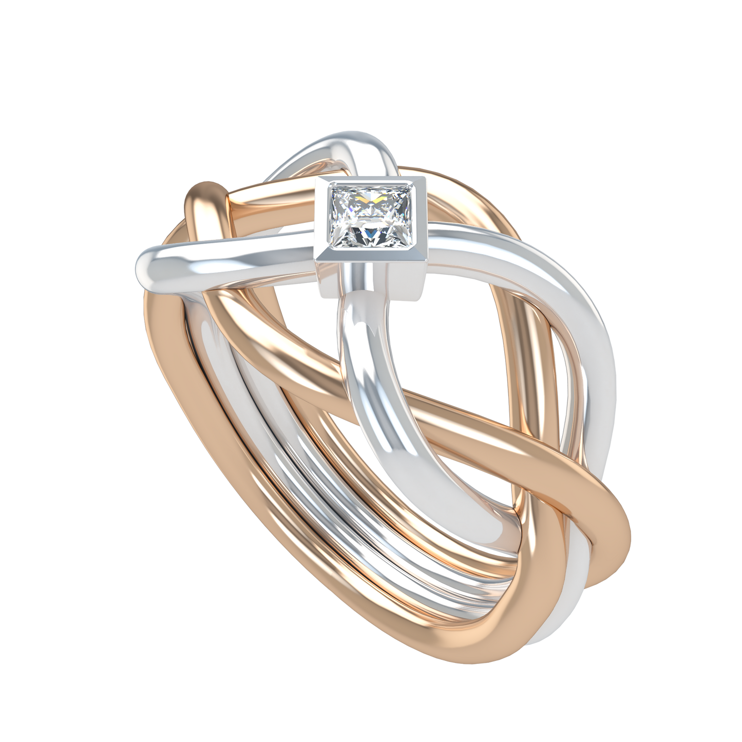 Classic puzzle ring - Princess cut diamond Bezel - ™ Joaillerie VCL